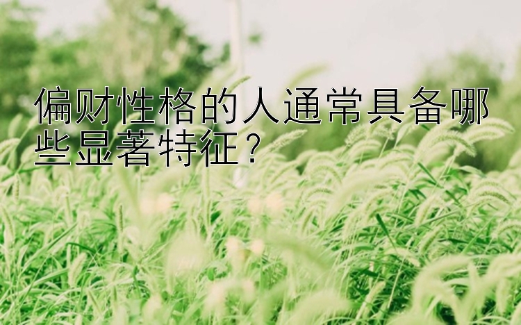 偏财性格的人通常具备哪些显著特征？