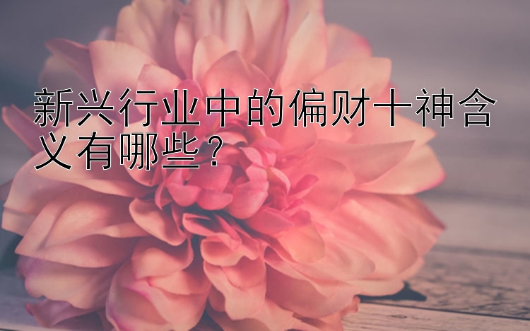 新兴行业中的偏财十神含义有哪些？