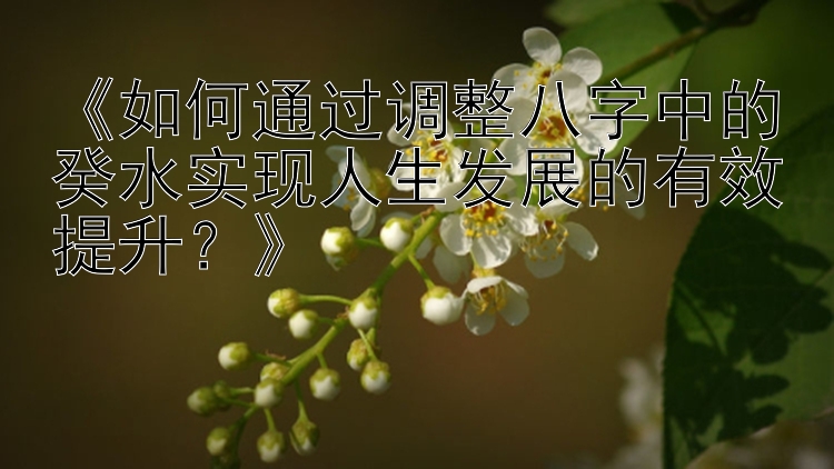 《如何通过调整八字中的癸水实现人生发展的有效提升？》