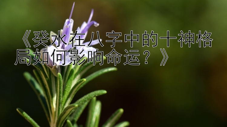 《癸水在八字中的十神格局如何影响命运？》